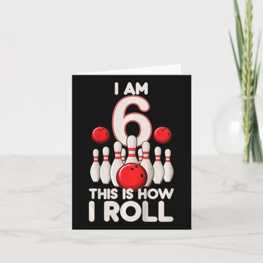 Kinder 6 jaar oude bowlingfeest 6e verjaardag is h kaart (Voorkant)