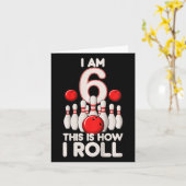 Kinder 6 jaar oude bowlingfeest 6e verjaardag is h kaart (Gele Bloem)