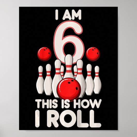 Kinder 6 jaar oude bowlingfeest 6e verjaardag is h poster (Voorkant)