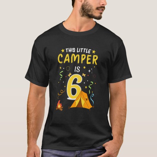 Kinder 6 jaar oude Camper Kinder 6e verjaardag Cam T-shirt (Voorkant)