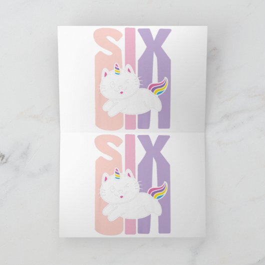 Kinder 6 jaar oude Cutmakat Unicorn Birthday Bedankkaart (Binnen)