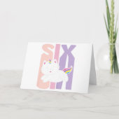 Kinder 6 jaar oude Cutmakat Unicorn Birthday Bedankkaart (Voorkant)