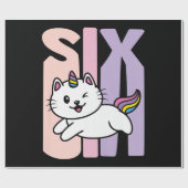 Kinder 6 jaar oude Cutmakat Unicorn Birthday Cadeaupapier (Vlak)