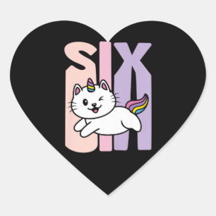Kinder 6 jaar oude Cutmakat Unicorn Birthday Hart Sticker