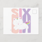 Kinder 6 jaar oude Cutmakat Unicorn Birthday Uitnodiging Briefkaart (Achterkant)