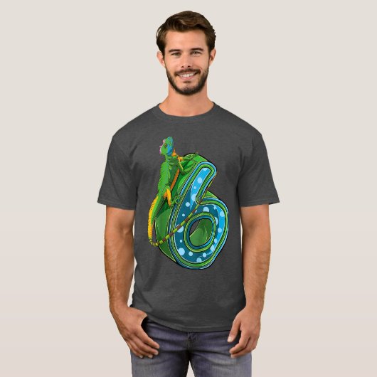 Kinder 6 jaar oude hagedis retiel 6e verjaardag da t-shirt (Voorkant volledig)