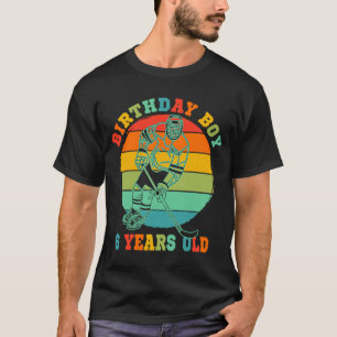 Kinder 6 jaar oude ijshockey Retro Birthday Party  T-shirt