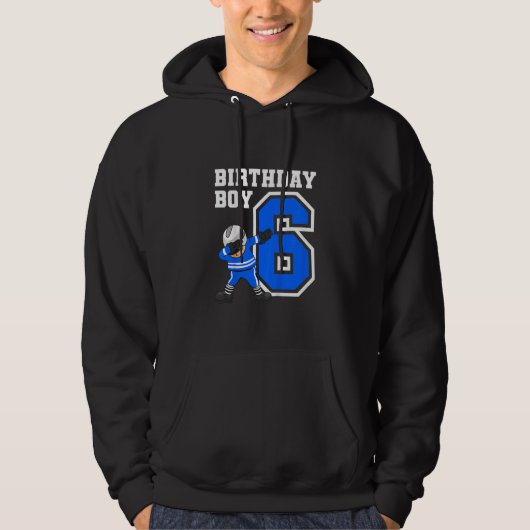 Kinder 6 jaar oude jongen Ice Hockey Player 6th Bi Hoodie (Voorkant)