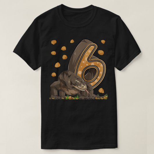 Kinder 6 jaar oude Komodo dragon Reptile 6th Birth T-shirt (Design voorkant)