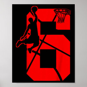 Kinder 6-jarige 6-jarige Basketball Birthday Party Poster