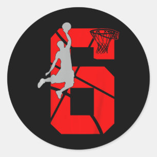 Kinder 6-jarige 6-jarige Basketball Birthday Party Ronde Sticker