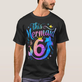 Kinder 6-jarige deze zeemeermin is 6e verjaardag m t-shirt
