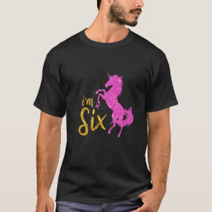 Kinder 6-jarige ik ben 6-jarig meisje Unicorn T-shirt