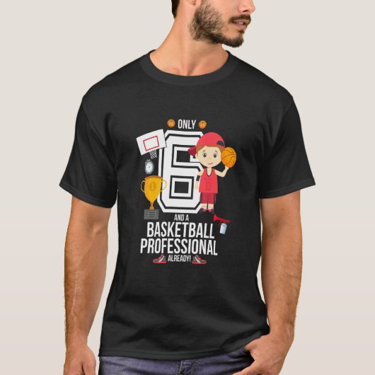 Kinder 6-jarige jongen slechts 6 en Basketball Pro T-shirt (Voorkant)