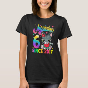 Kinder 6-jarige kat Geweldige sinds 2017 Kat 6th B T-shirt