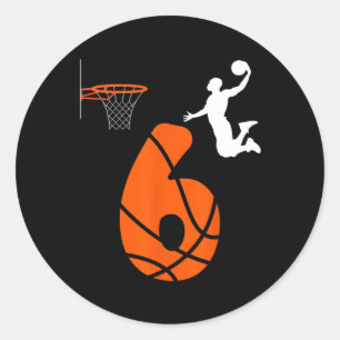 Kinder 6-jarige slamdunk is mijn 6e verjaardag Bys Ronde Sticker