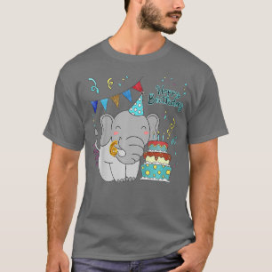 Kinder 6e Happy Birthday Design Costume Elephant v T-shirt