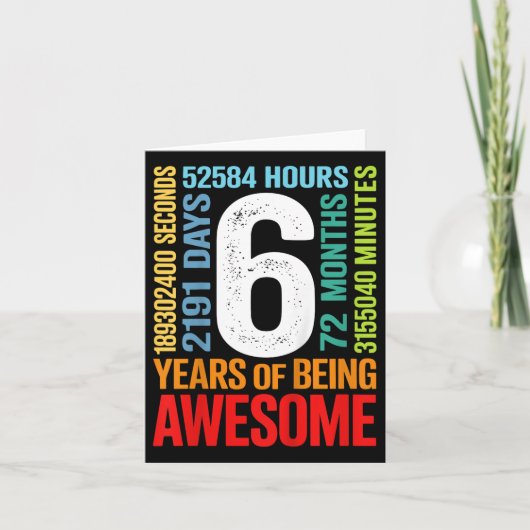 Kinder 6e verjaardag 6 jaar oud 72 maanden jongens kaart (Voorkant)