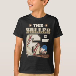 Kinder 6e verjaardag Baseball Boy Zes jaar oud T-shirt