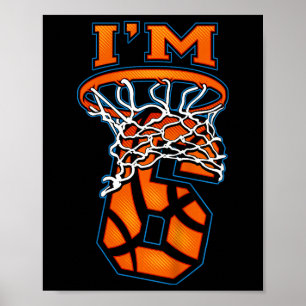 Kinder 6e Verjaardag Basketbal Ik ben 6 Jongen Mei Poster