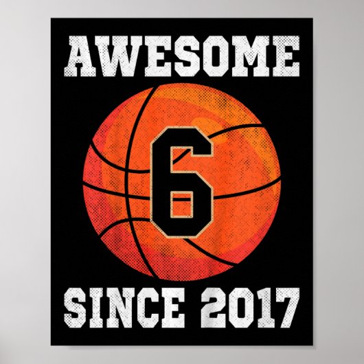 Kinder 6e Verjaardag Basketbal Liefhebber 6 Jaar O Poster (Voorkant)