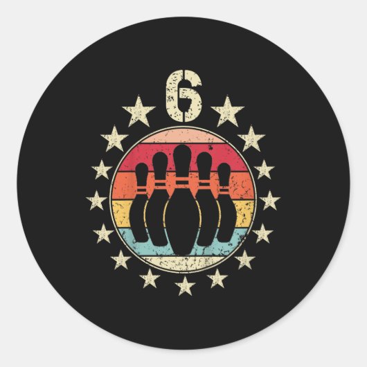 Kinder 6e verjaardag Bowling 6 jaar oude Bowling Ronde Sticker (Voorkant)