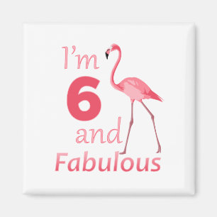 Kinder 6e verjaardag Cute Pink Flamingo Magneet