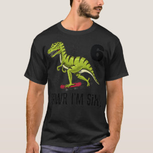 Kinder 6e verjaardag Dinosaur Skateboarden T-shirt