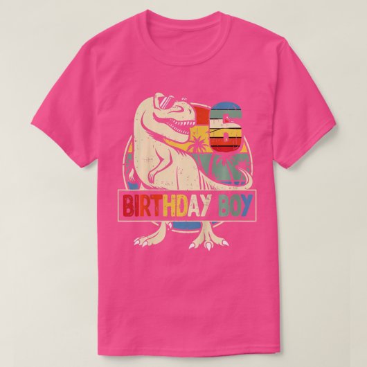 Kinder 6e verjaardag Jongen Dino Rex Dinosaur Boys T-shirt (Design voorkant)