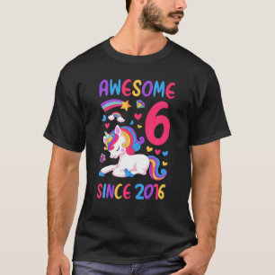 Kinder 6e verjaardag Unicorn Girl 6 jaar oud B T-shirt