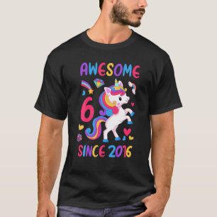 Kinder 6e verjaardag Unicorn Girl 6 jaar oud B T-shirt