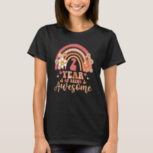 Kinder 70s Retro Hippie regenboog 2e verjaardag vo T-shirt
