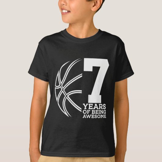 Kinder 7 JAAR GEWELDIGE BASKETBAL 7E GEBOORTE T-shirt (Voorkant)