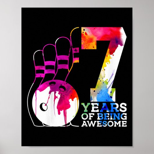 Kinder 7 jaar Geweldige bowling 7e verjaardag Poster (Voorkant)