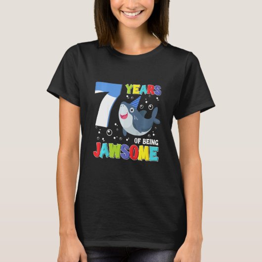 Kinder 7 jaar Geweldige haai 7e bi T-shirt (Voorkant)
