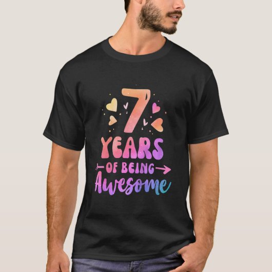 Kinder 7 jaar Geweldige kleurstof 7e B T-shirt (Voorkant)