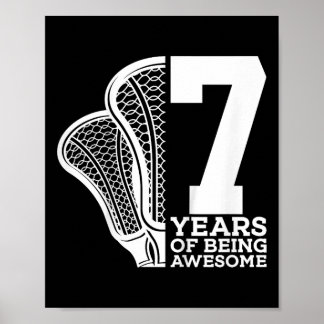 Kinder 7 jaar Geweldige Lacrosse 7e geboortedag Poster