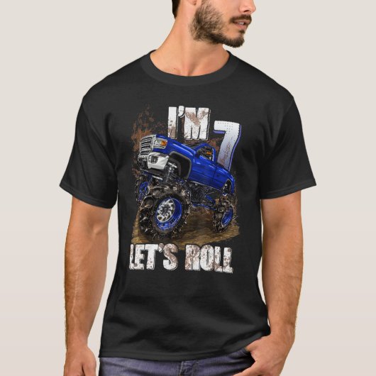 Kinder 7 jaar oud 7e verjaardag Boys Monster Truck T-shirt (Voorkant)