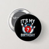 Kinder 7 jaar oud bowling 7e verjaardagsfeestje jo ronde button 5,7 cm (Voorkant /achterkant)