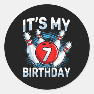 Kinder 7 jaar oud bowling 7e verjaardagsfeestje jo ronde sticker