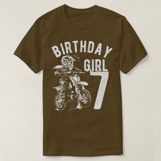 Kinder 7 jaar oud kind Verjaardagsmeisjes Dirt bik T-shirt (Design voorkant)