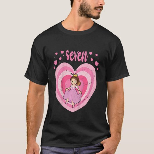 Kinder 7 Jaar Oud Leuk Prinses Verjaardagsmeisje 7 T-shirt (Voorkant)