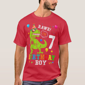 Kinder 7 jaar oud Shirt 7e verjaardag Jongen T Rex