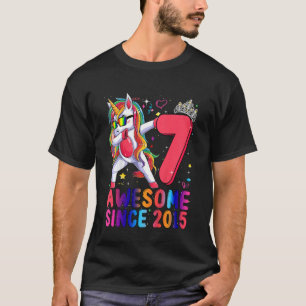 Kinder 7 jaar oud Unicorn Dabbing 7th Birthday Gir T-shirt