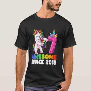 Kinder 7 jaar oud Unicorn Flossing 7th Birthday Gi T-shirt