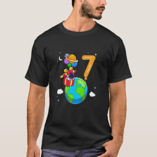 Kinder 7 jaar oud verjaardag kleine astronaut 7e B T-shirt