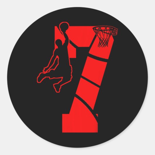 Kinder 7 jaar oude 7e Basketball Birthday PartyThe Ronde Sticker (Voorkant)