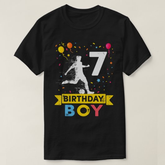 Kinder 7 jaar Oude geboorte Jongen Voetbal 7e verj T-shirt (Design voorkant)