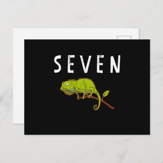 Kinder 7 jaar oude hagedissementsfeest 7e briefkaart (Voorkant / Achterkant)