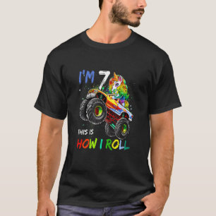 Kinder 7 jaar oude Unicorn Monster Truck 7th Birth T-shirt